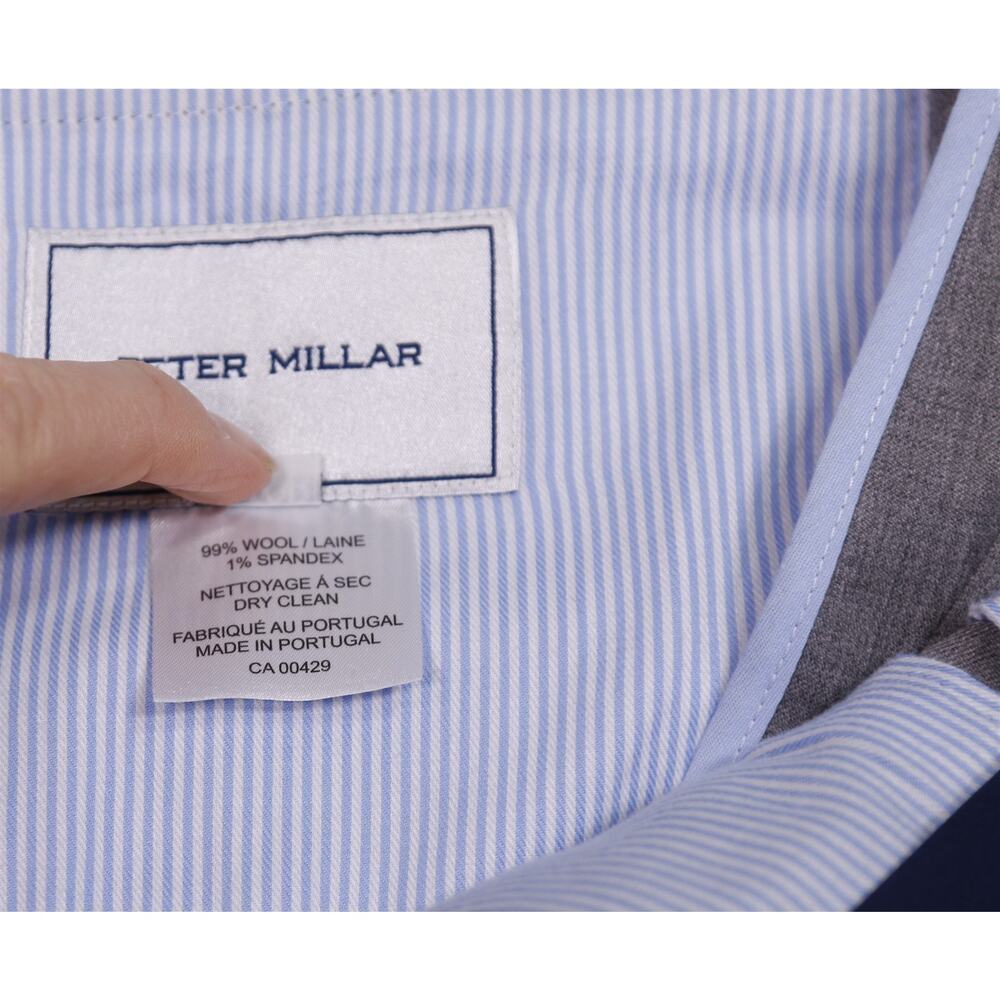 Peter Millar Solid Light Gray Wool Stretch Flat F… - image 7